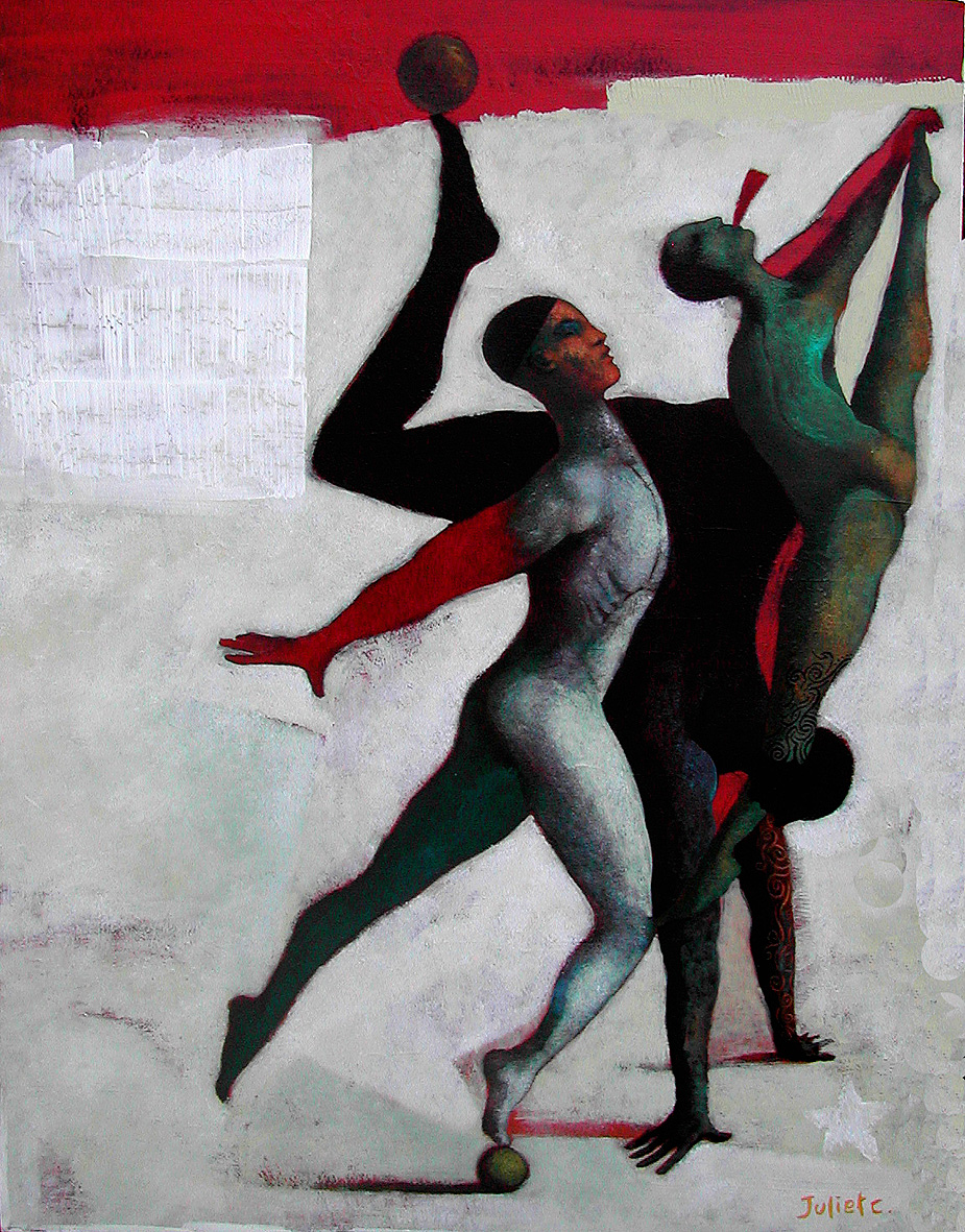 3 ACROBATES / 
Peinture sur bois 