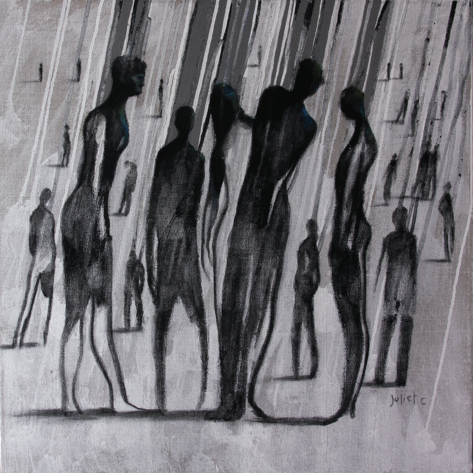 ANONYMES / 
Peinture et crayon noir sur toile
50x50 cm