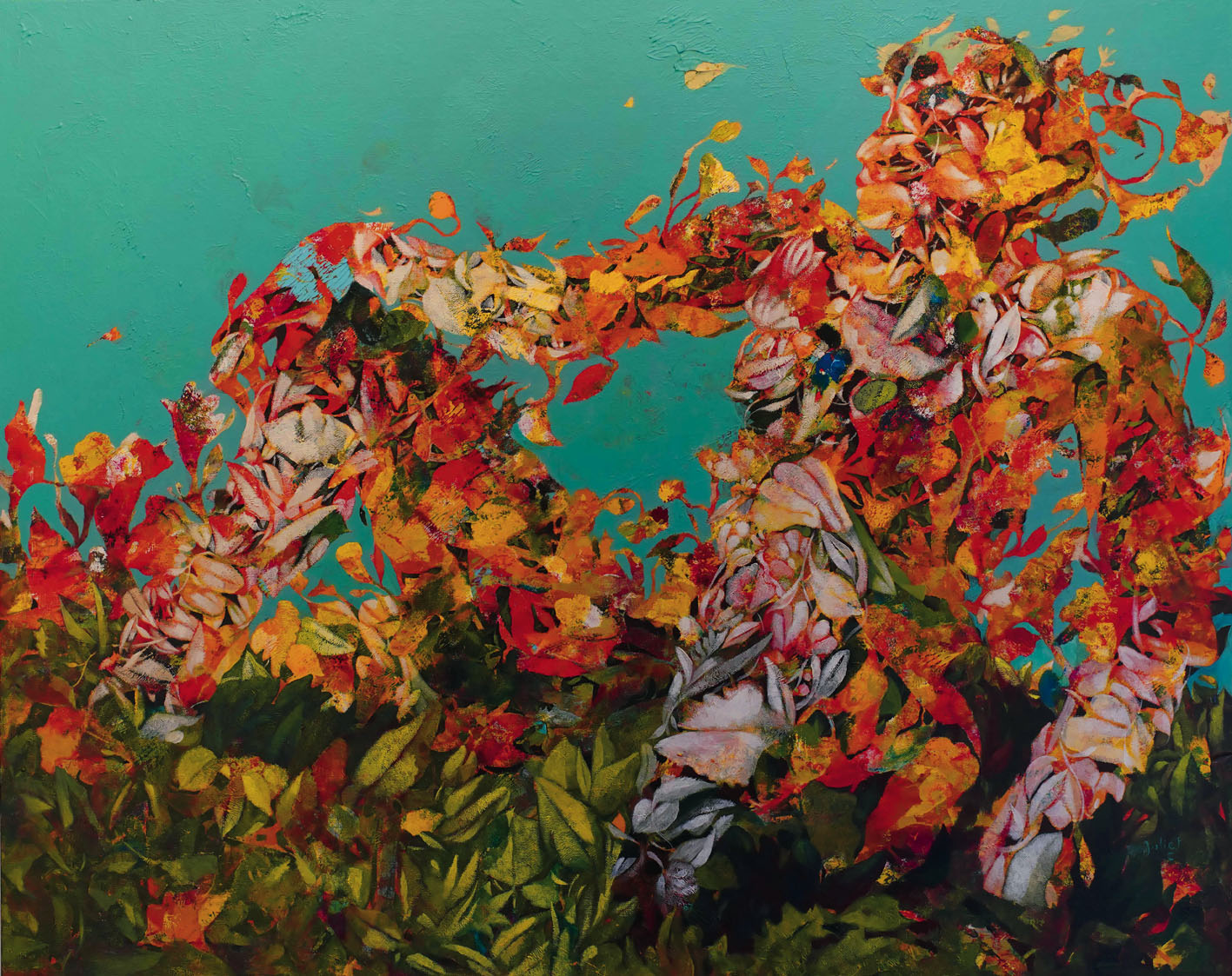 PLUS LOIN LES JARDINS - acrylique sur toile - 80X100 cm