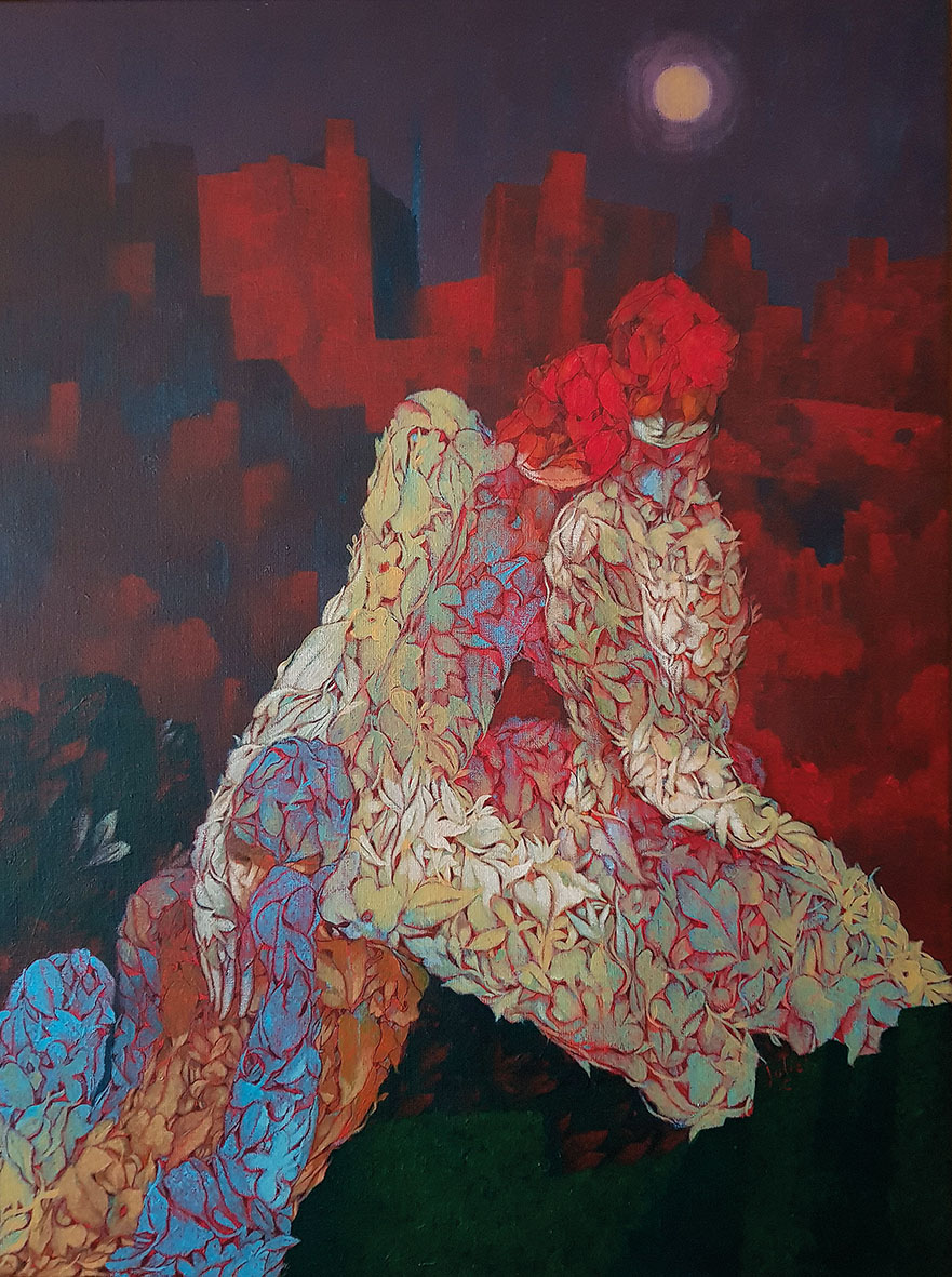 LES VAGABONDS DE LA LUNE - acrylique sur toile - 41x33 cm